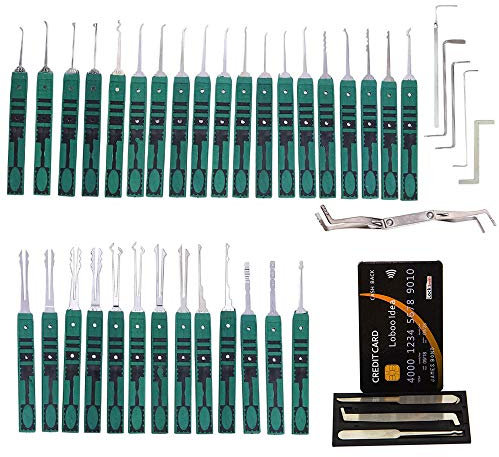 Loboo Idea Set di Grimaldelli 32 Pezzi e 5 Pezzi Stile Carta di Credito - Set di Attrezzi Apri della Serratura