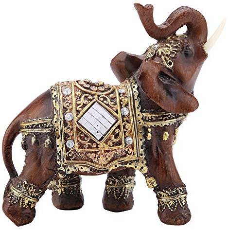 HEEPDD Estatua de elefante de la riqueza de la suerte, Feng Shui de la suerte, estatua de elefante de grano de madera, escultura, figura de riqueza, colección de decoración del hogar (L)