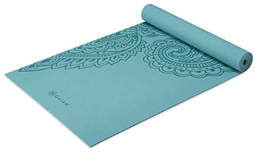 Gaiam Yoga Mat Premium Print Non Slip Exercise & Fitness Mat for All Types of Yoga, Pilates & Floor Workouts, Paisley Frost, 5mm (05-64037)