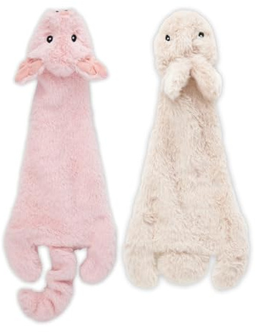 2-in-1 Quietschendes Hundespielzeug mit weichem, strapazierfähigem Stoff für kleine, mittlere und große Haustiere by Best Pet Supplies - Keine Füllung für das Spielen im Haus, Hase, Schwein, size L