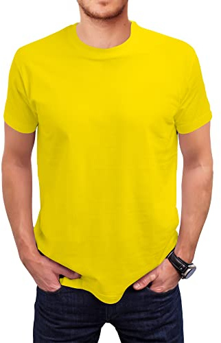 Love My Fashions Men's Round Neck Short Sleeves Plain T-Shirt Yellow