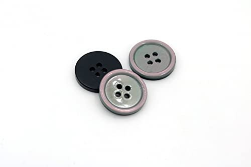20PCS 4 Holes Sewing Round Craft Buttons Resin Snaps for Blazer Shirts Clothes DIY Accessories (Black, 20mm)