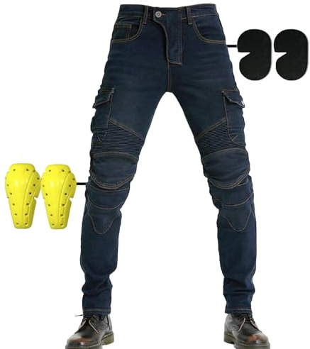 SHUOJIA Pantaloni Da Uomo E Da Donna Per Motociclismo, Moto Biker Jeans Rinforzato Protezione Pantaloni Moto Pantaloni In Denim Pantaloni Da Corsa (A6,L)