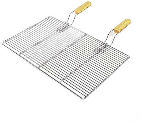BBQ Grillrost Eckig 67x40cm aus Hochwertigem Edelstahl mit Handgriffen für Gasgrill, Kugelgrill usw.