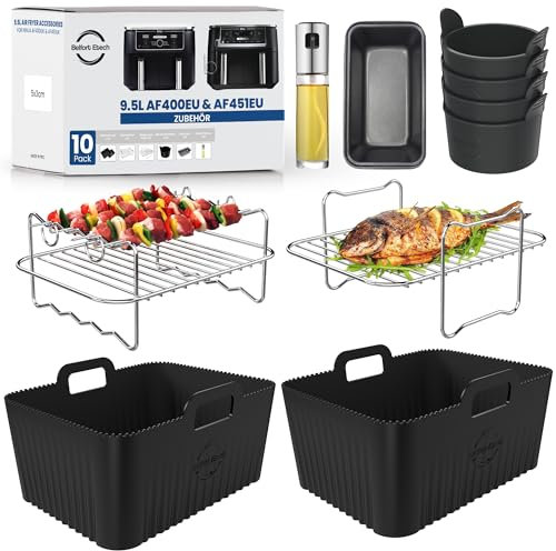 Premium Ninja AF400UK & DZ400UK Accessories | 10 PCS Ninja AF400UK Accessories | 0.8mm Ridges for Air Flow, 2.5mm Thick, Dishwasher Safe | Specially Designed for 9.5L Dual Air Fryer