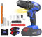Huini Taladro Bateria 21V, Taladro Atornillador con 2 Baterías 1.5Ah, Atornillador Electrico 25+1 Ajuste de Par, Azul,45Nm, 2 Velocidad, 26Accesorios, LED Luz Para Hogar, Bricolaje