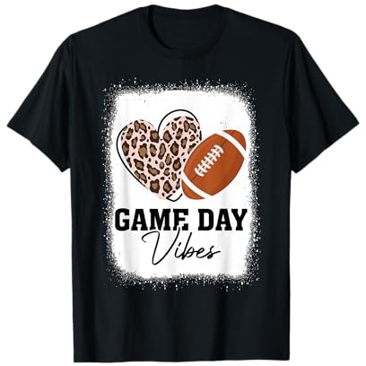 Game Day Vibes - American Football Lover Leopard Football T-Shirt