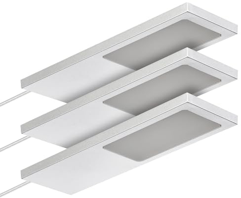 SOTECH Set med 3 LED-möbellampor GIULIA II utan sensor silvergrå, 4000K neutralvit inkl. transformator & distributör Underskåpbelysning