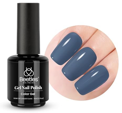 Beetles 15 ml UV Gel Nagellack Blau, 1Pcs Denim-Blau UV Gel Polish LED Maniküre Nagelstudio DIY Nagelgel Nagelkunst Design für Anfänger
