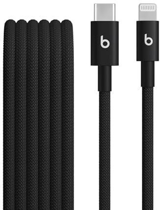 Beats USB-C to Lightning Woven Cable Fast Charging Durable/Tangle-Free Compatible Charger for Apple Devices w Lightning Ports (1.5 m, 5 ft) - Bolt Black
