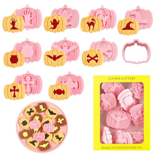 Moldes para Galletas 3D, 20 Piezas Cortadores de galletas de Plástico 3D, Cortadores de galletas de Halloween, juego de cortadores de galletas de plástico, para Masa de Galletas, Pastelería