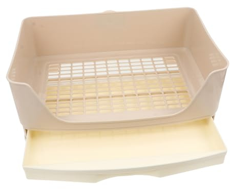 Didiseaon Caja para Conejos y Mascotas Pequeñas Inodoro con Bandeja de Esquina y Cajón Extraíble Diseño Antideslizante Fácil Limpieza para Cobayas y Hámsters Color Beige