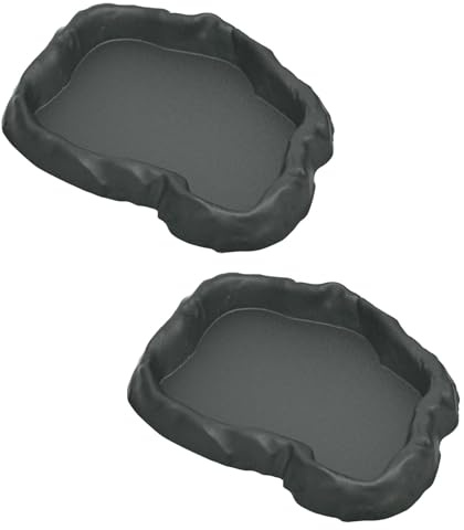 DINGFENG Terrarium Zubehör 2 Pezzi Ciotola per Acqua e Cibo, Laghetto per Tartarughe e Abbeveratoio per Tartarughe di Terra, Set in Plastica per Rettili