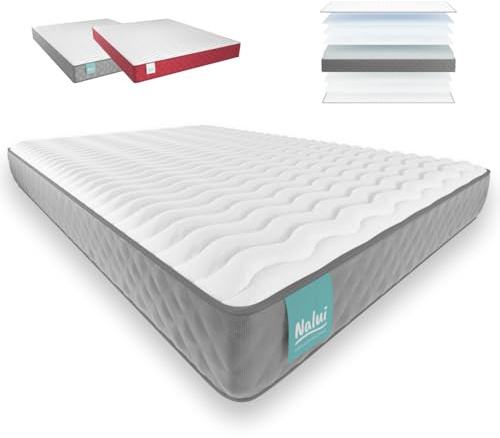 NALUI - Colchón Viscoelástico Reversible Gredos 120x180cm con Sistema VISCONFORT, Tejido Strech y Tejido 3D Transpirable. Altura: ±21cm | Firmeza Medio-Alta | Adaptable | Fabricado en España,Gris