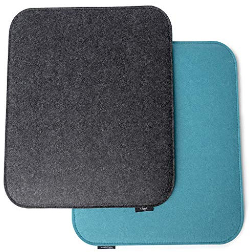 FilzGut Dunkelgrau Blau 2er Set Sitzpolster Filz Sitzauflage 40 x 33 cm Sitzkissen Outdoor Wendekissen Eckbank Filz Stuhlauflage für Haus und Garten