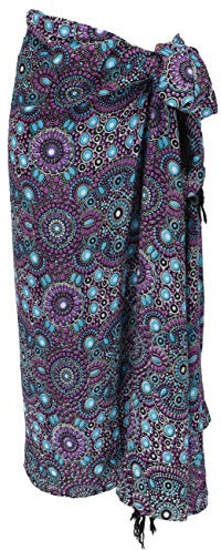 GURU SHOP Bali Sarong, Wandtuch, Wickelrock, Sarongkleid - Lila/blau, Herren/Damen, Synthetisch