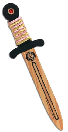 Liontouch - WoodyLion Spielzeugschwert, Gold/Rosa - Kleine Größe, Ab 3-6 Jahren | Holzähnlicher Schaumstoffdolch mit Edelstein für Kleinkinder | Sicheres Zubehör für Rollenspiele & Kostüme