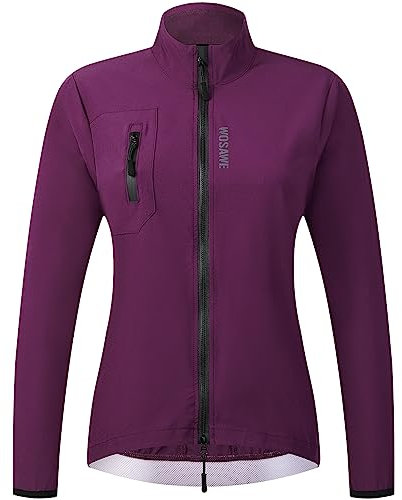 WOSAWE Damen Fahrradjacke Atmungsaktiv Laufjacke Leicht Windbreaker Wanderjacke (Purple, L)