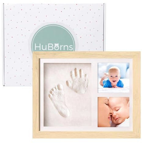 HuBorns - Bilderrahmen Fußabdruck Baby und Anti-Riss-Ton, um ein Einzigartiges Souvenir zu schaffen, Gipsabdruck Baby Hand und Fuß, Baby Geschenk, Fussabdruck Baby Abdruckset