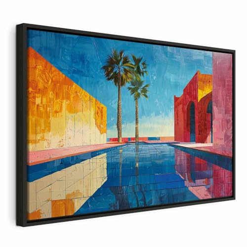 murando - Tableau Acoustique Paysage d'Été 120x80 cm 1 Partie - Décoration Murale Anti-Bruit Isolation Phonique Bureau Chambre Panneau Insonorisant Impression sur Toile Piscine Bleu c-H-10048-b-a