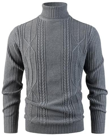 Btmpmcs Jersey para Hombre Otoño Invierno con Cuello Alto JerséIs Suéter De Punto Clásico Negocios Cálido Grueso Jersey Sudadera Delgado de Manga Larga Informal Sweater Básico Color Sólido