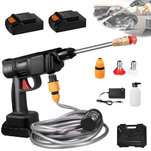 550W Electric Pressure Washer, Brushless Portable Pressure Washer with 2 * 1200Mah Battery and Charger, for Car/floor/garden Cleaning and Watering