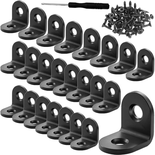 Wopanxye L-fästen för trä, 24-pack 90 graders hörnstöd, rostfritt stål 16 x 20 mm L-formad vinkelfäste fogkontakt för möbler apparater fixeringshylla bord stol skrivbordsfixering