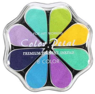 sourcing map Petal Ink Pad, 4.3 Inch Washable Stamps Pad for Hand Footprint, Rubber Stamps, Scrapbooking, Art Crafts Making, Spring Plants