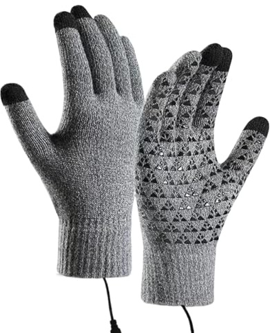 Guanti riscaldati da uomo, guanti riscaldati per touchscreen, scaldamani termici touchscreen, guanti antivento in maglia, guanti da ciclismo per uomini e donne con clima freddo, guida, campeggio