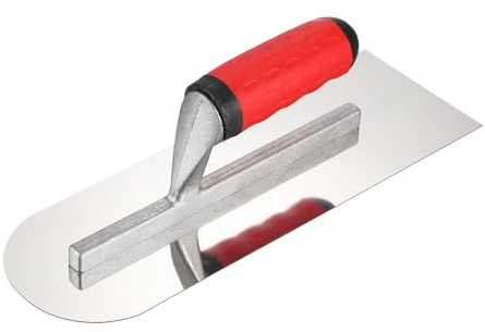 QUARKZMAN Cazzuola Rotonda Singola Per Cartongesso 12 X 4 Cazzuola Per Finitura Cemento In Acciaio Inossidabile 402 Con Impugnatura TPE Per Cemento Intonaco Colore Argento