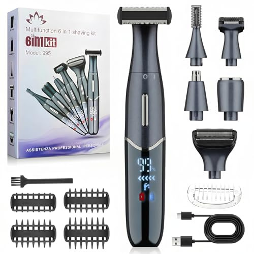 Unipampa Afeitadora Eléctrica Mujer, 6 en 1 Rasuradora Mujer Zona Íntima, Afeitadora Mujer IPX5 Impermeable, USB Recargable, Uso Seco y Húmedo para Cara, Piernas, Axilas, Bikini, Cejas y Nariz
