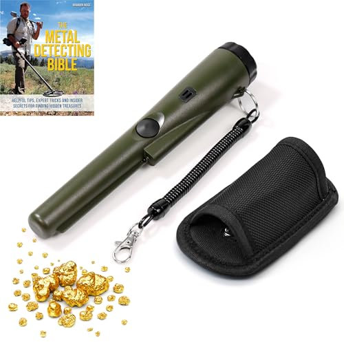 Portable-Metal-Detector-Finder-Pinpointer Waterproof Handheld Detector Treasure Probe Detectors with Holster, Pinpointer Detectors Wand for Locating Gold, Coin,Silver (Green)