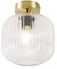 Qazqa karel - Plafonnier - 1 lumière - Ø 200 mm - Doré/Laiton - Art Deco - éclairage intérieur - Salon I Chambre I Cuisine I Salle à manger
