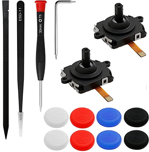 PAIRIER 2 Pcs Joystick Replacement Kit for Oculus Quest/Meta Quest 2 Controller,Left & Right Joystick Analog Thumb Stick Repair Kit with Joystick caps,Repair Tool Set for VR Controller