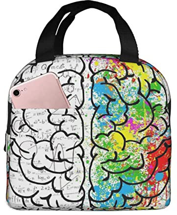 XVBCDFG Imagen del cerebro geométrico con bolsa de almuerzo de ciencia Oficina al aire libre Papel de aluminio portátil Aislamiento grueso y bolsa Bento de m