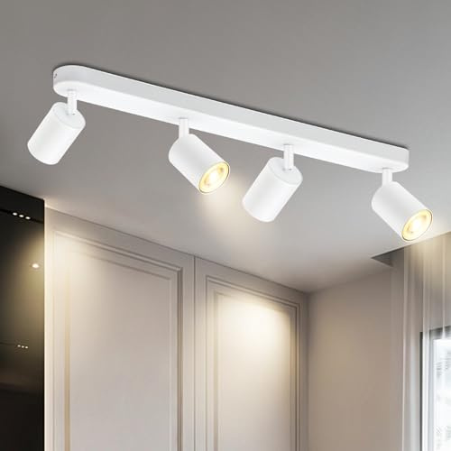 BOYIR Taklampa LED Vit Takspotlight 4-delad Vridbar 350° Takspotlights Lampa Kök Takspotlight GU10 Taklampa Spots Taklampor för Vardagsrum, Sovrum, Utan Ljuskällor