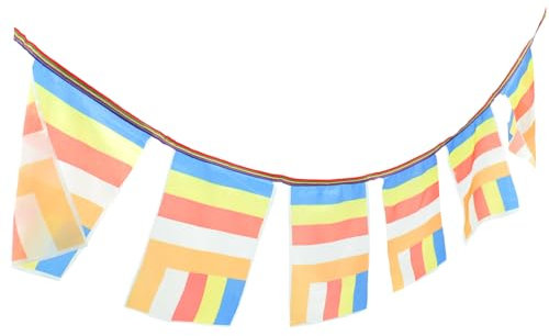 KONTONTY Stendardo Bandiera Tradizionale Tibetana Per Preghiera Striscione A Cinque Di Seta Bandiere Di Preghiera Del Tempio Bandiere Esterni