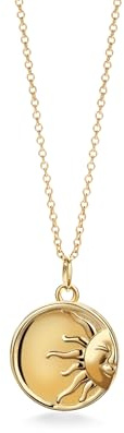 PERIMADE Collana con medaglione portafoto con sole personalizzato che contiene foto, collana con ciondolo a moneta con messaggio di testo inciso personalizzato per donne, gioiello rotondo