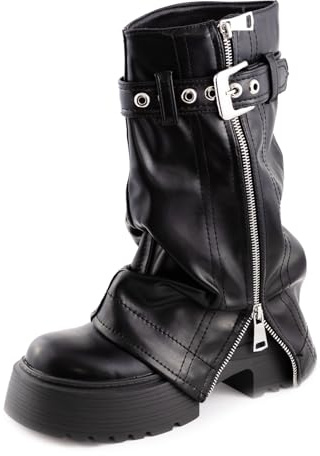 Toocool Stivali stivaletti da donna biker anfibi motociclista zip K-17 [nero, 38]