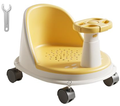 Baby baddstol, baby badstöd, halkfri, hjul bekväma duschtillbehör för, assisterat sittande, säkerhet för barn, flicka, pojke, badrum, badkarshjälp, tvättstöd, 38 x 30 x 18 cm