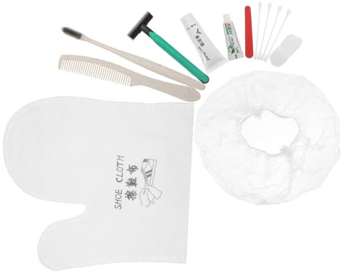 EXAOMBLE Peigne en Paille de Blé Kit Hôtelier Jetable Portable Bonnet de Bain Brosse à Dents et Accessoires Légers Couleur Aléatoire pour Voyage et Appartement