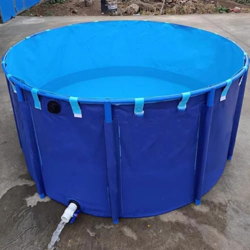 Bassin à poissons rond portable en toile PVC 2500 L pliable avec support, installation facile, bleu, 2 x 0,8 m – Idéal pour l'aquaponie et le jardinage