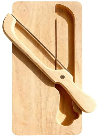Generisch Cortador de pan de madera, de corte de bagel de doble cara, tabla de cortar con cuchillo de cortar, para desayuno, panadería, hogar, cocina, restaurante, apartamento