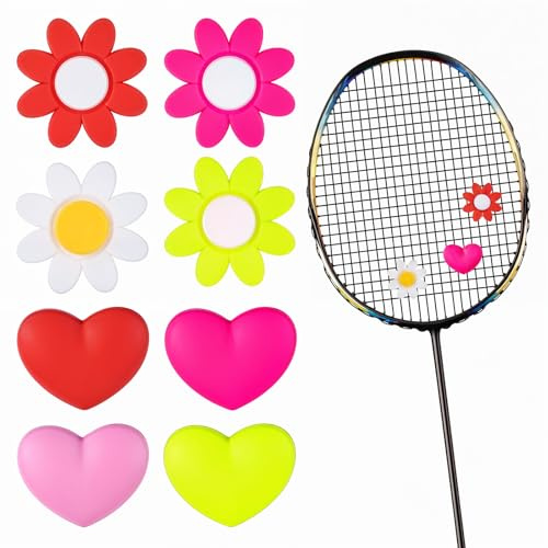 SHENLIU 8 stycken tennisdämpare, tennis vibrationsdämpare hjärtformad dämpare tennisracket rolig vibrationsdämpare tennisracket för tennisspelare badmintonracket minskar racketvibrationer