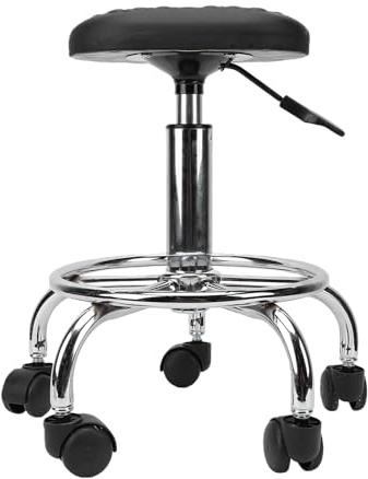 Irfora Tabouret Roulant Ergonomique pour Salon de Manucure, Hauteur Réglable, avec roulettes, pour Usage Domestique, Pivotant à 360 Degrés, Cuir PU, 25x15cm