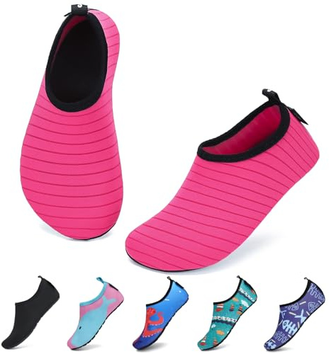 SAGUARO Escarpines Niño Niña Zapatillas para Agua Zapatos de Río Playa Calzado Deportes Acuáticos para Piscina Buceo Surf Natación Nadar Mares Vela Rocas, Rosa Caliente, 32/33 EU
