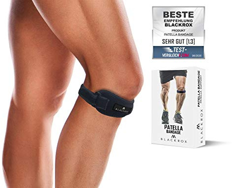 BLACKROX Patella Kniebandage, Patellasehnenbandage Links rechts, Patellabandage Silikon Damen Herren antirutsch, Fitness, Wandern, Kraftsport, Fußball, Laufen, stabilisiert Patellasehne (Schwarz)