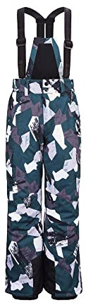 Killtec Flumet BYS PNTS Pantalon de Ski Fonctionnel pour garçon avec bavette zippée Amovible, Jupe Pare-Neige et Protection des Bords, Vert foncé, 152