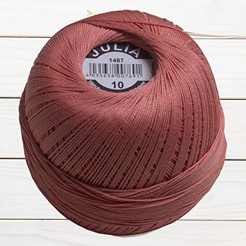 GB Wolle JULIA Häkelgarn 10 100% Baumwolle 50g 280m Filethäkeln Filethäkelgarn (Apricot 1487)