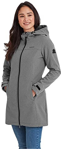 TOG24 Keld Lightweight Long Womens Softshell Jacket, Windproof, Showerproof Zip Up Outdoor Jacket with Hood, Fleece Lined For Warmth, Ideal for hiking, walking and everyday use